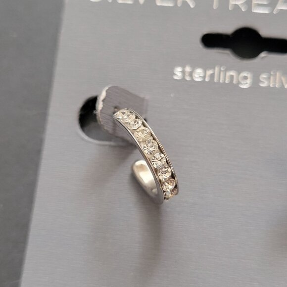 Sterling Silver Treasures Crystal Hoop Earrings With Secure Back Closure - Picture 2 of 4